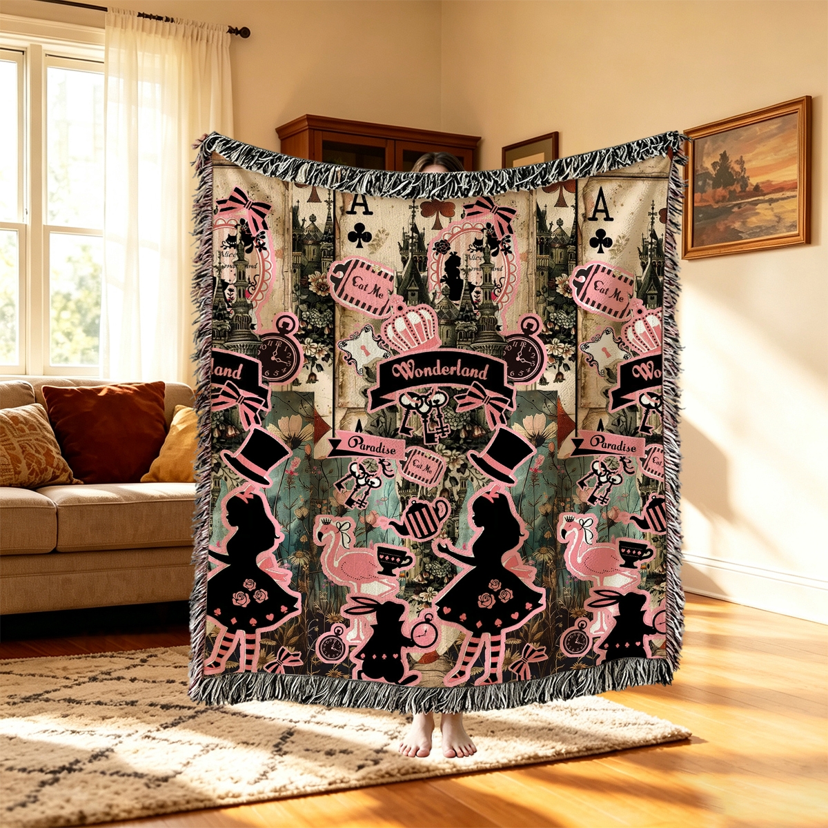 Purplehecate Wonderland Alice’s Tea Party Woven Tapestry Blanket