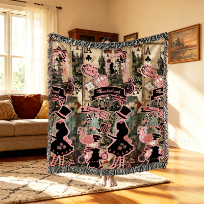 Purplehecate Wonderland Alice’s Tea Party Woven Tapestry Blanket