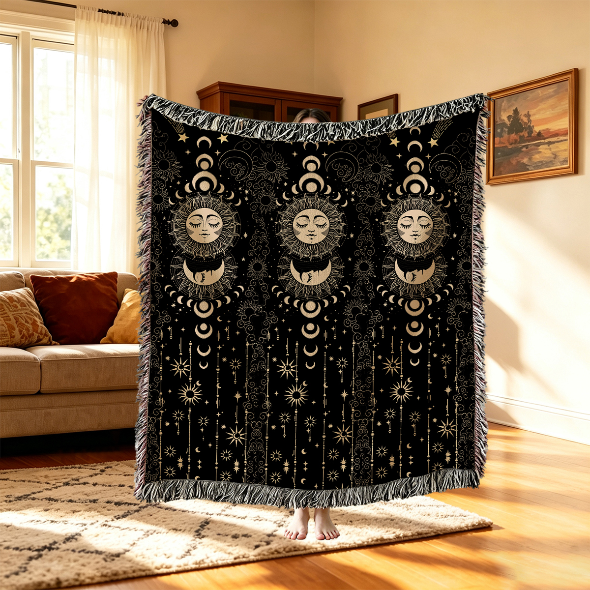 Purplehecate Lunar Eclipse Woven Tapestry Blanket