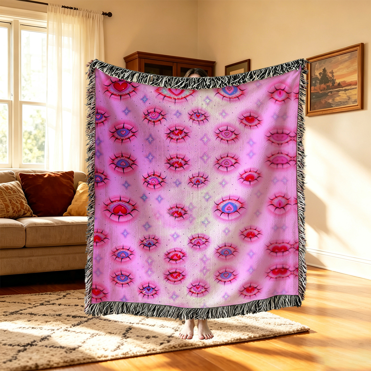 Purplehecate Mystic Love-Eye Woven Tapestry Blanket