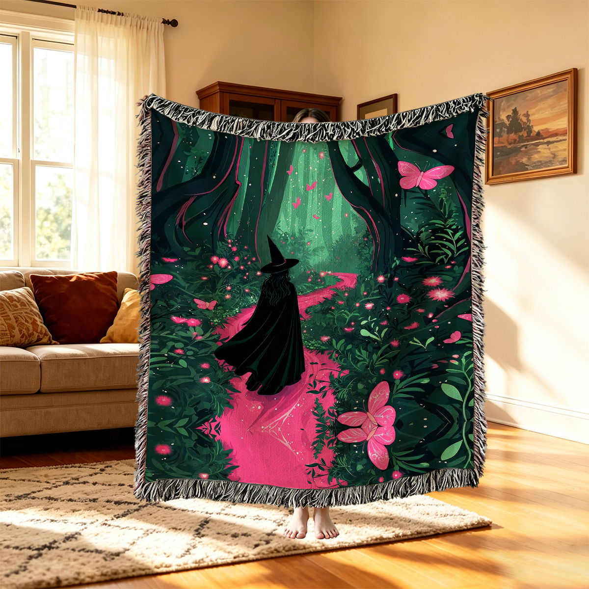 Purplehecate Witchy Forest Woven Tapestry Blanket