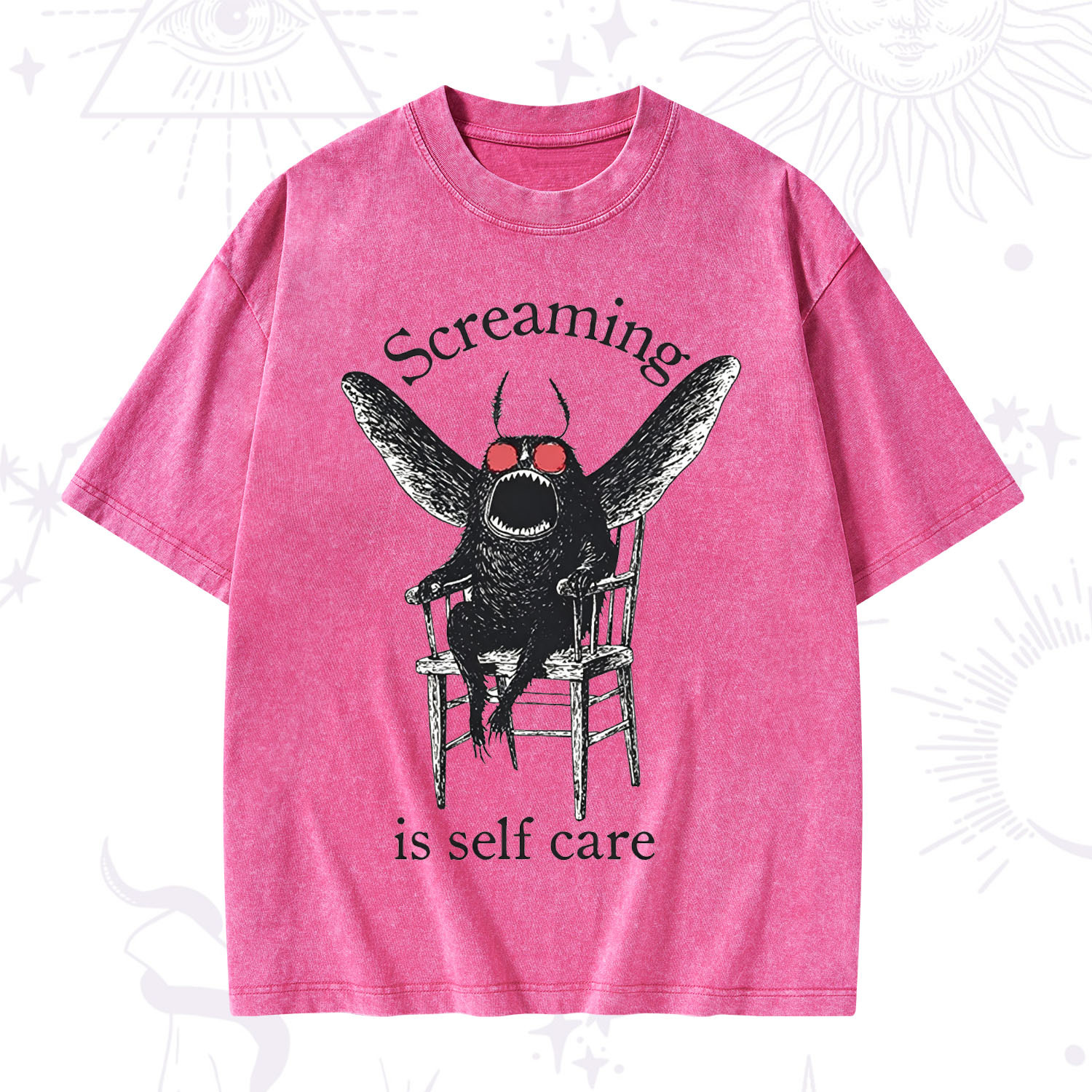 Purplehecate Mothman Screaming Washed T-Shirt