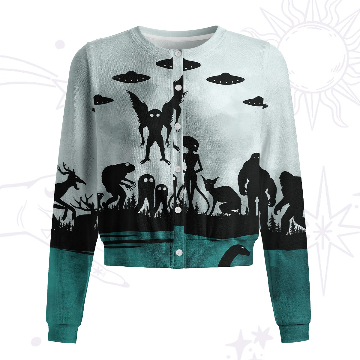 Purplehecate Alien Lake Monster Encounter Knit Cardigan
