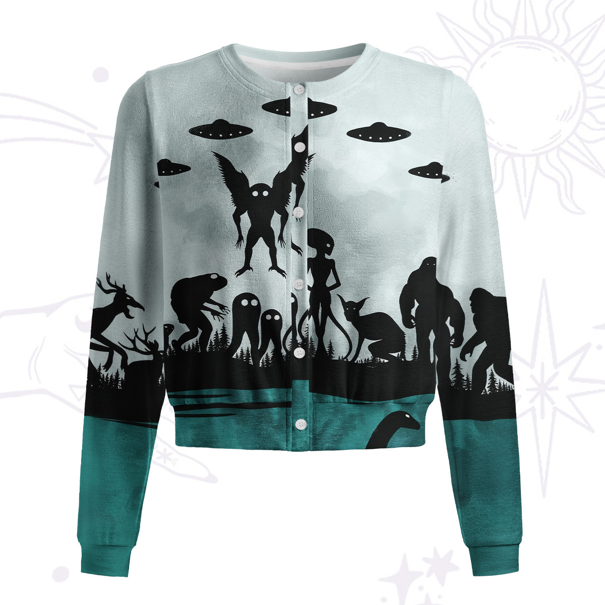 Purplehecate Alien Lake Monster Encounter Knit Cardigan