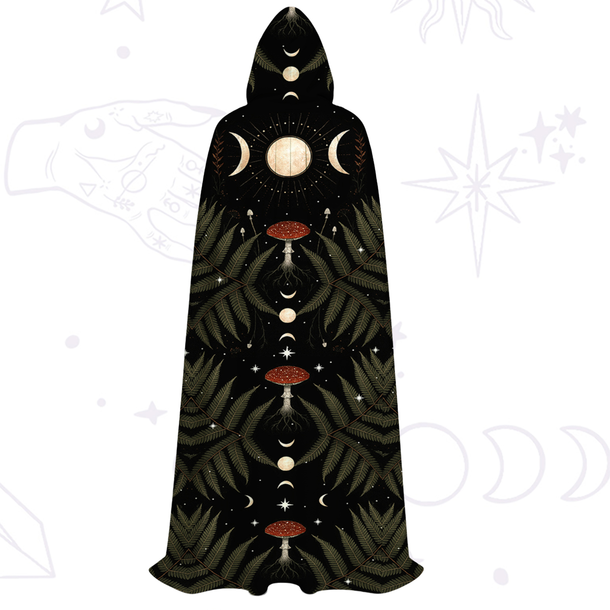 Purplehecate Moonlit Mushroom Gown Hooded Cloak