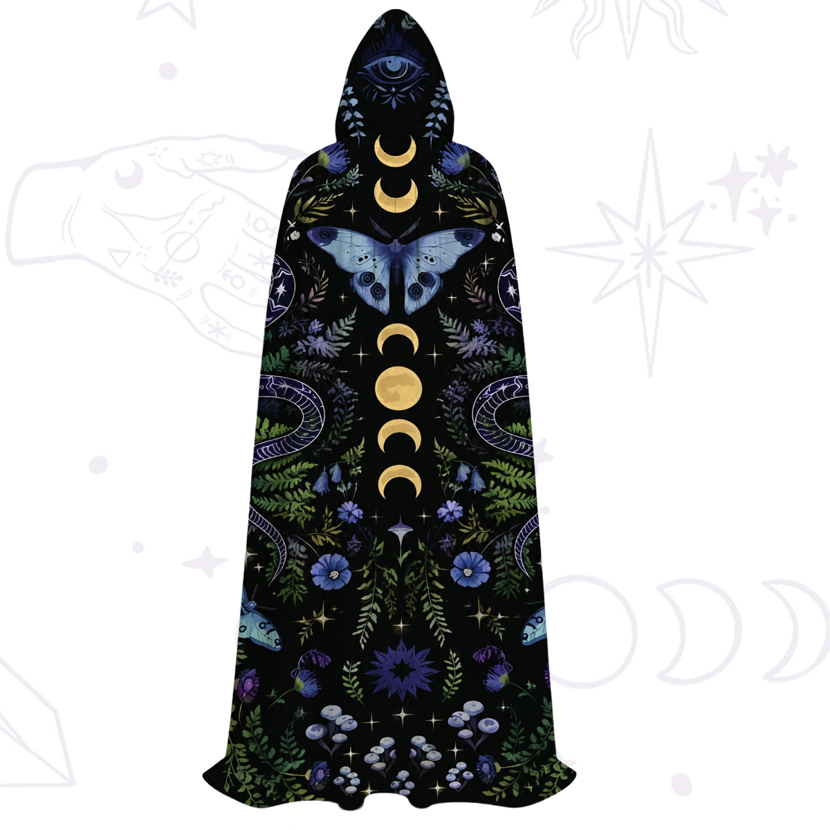 Purplehecate Moon Moth Witchery Hooded Cloak
