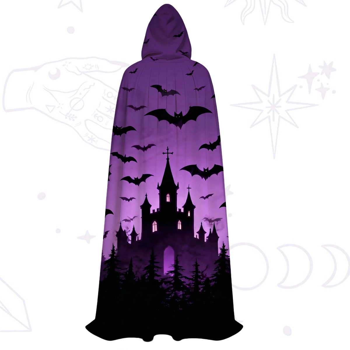 Purplehecate Spooky Night Bat Kingdom Hooded Cloak