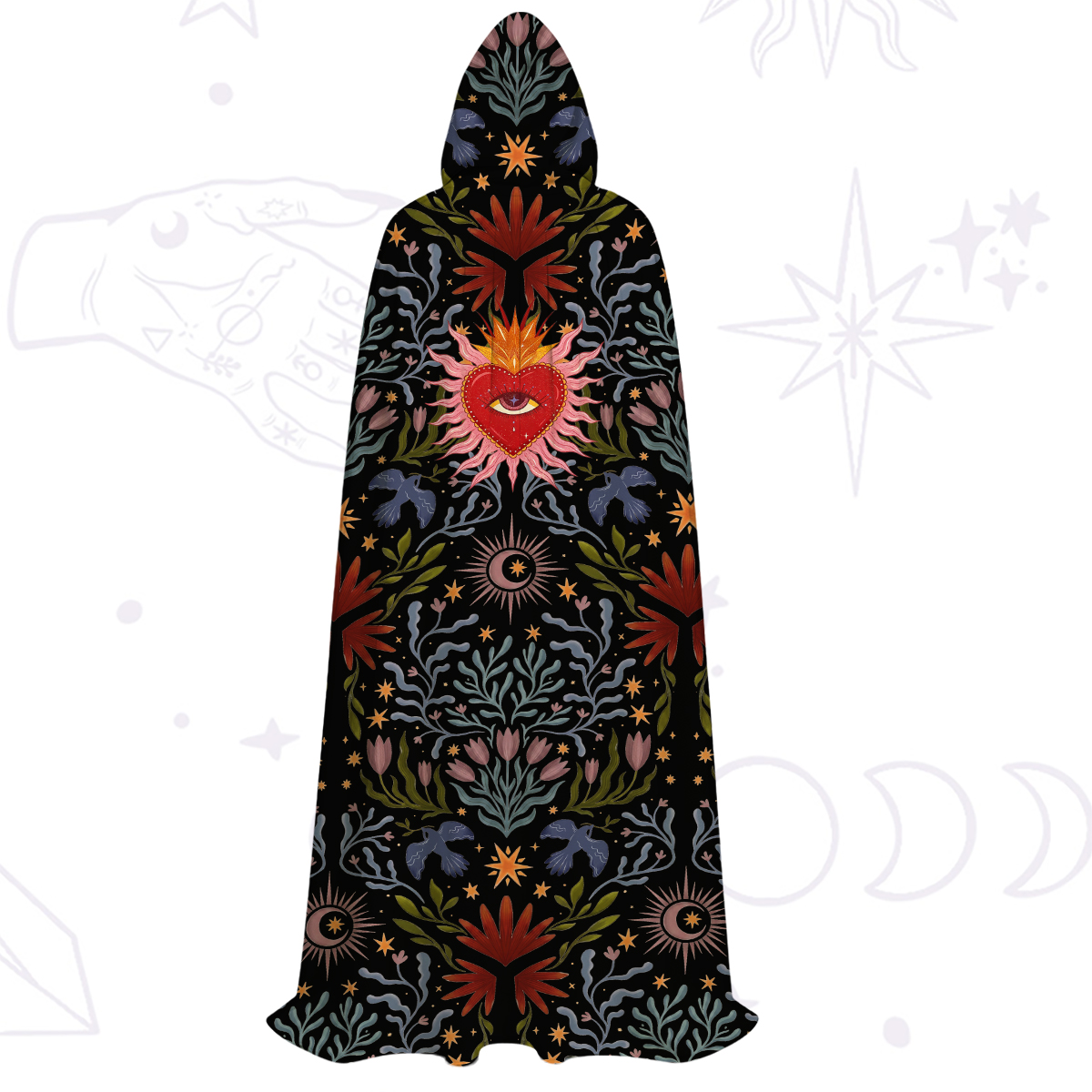 Purplehecate Sacred Flame Heart Hooded Cloak