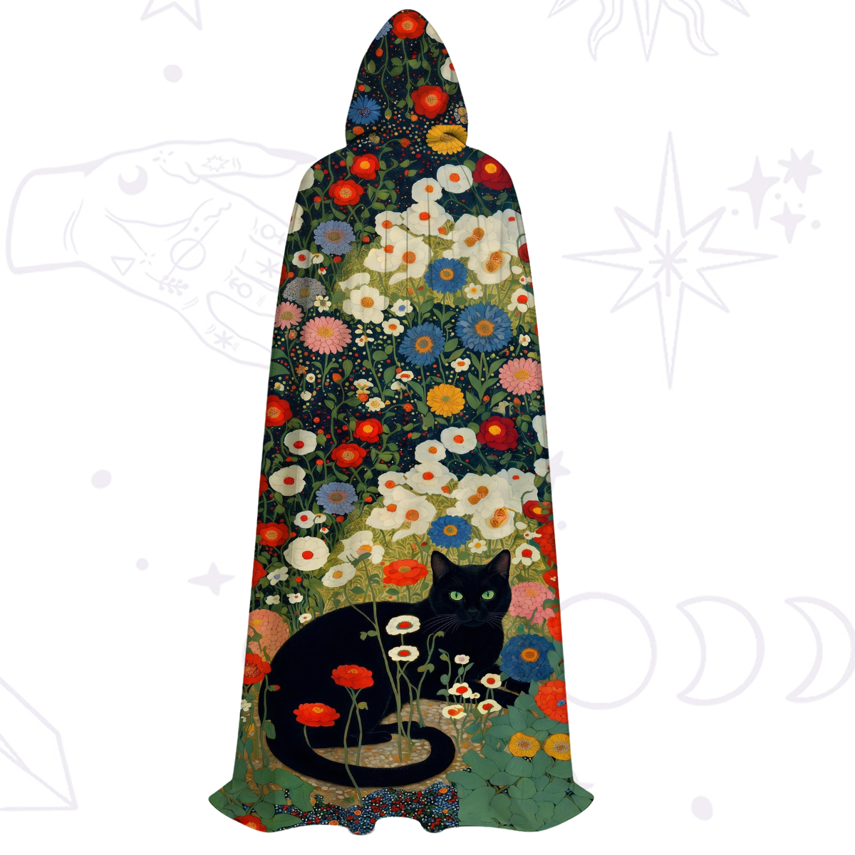 Purplehecate Vintage The Cat in Bloom Hooded Cloak