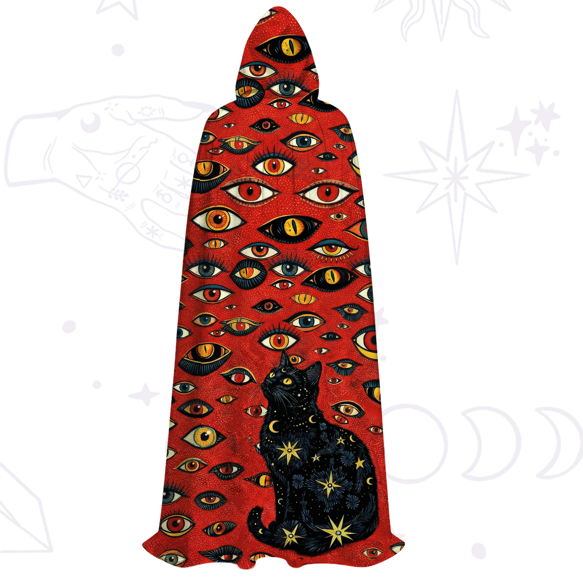 Purplehecate Cosmic Watcher Cat Hooded Cloak