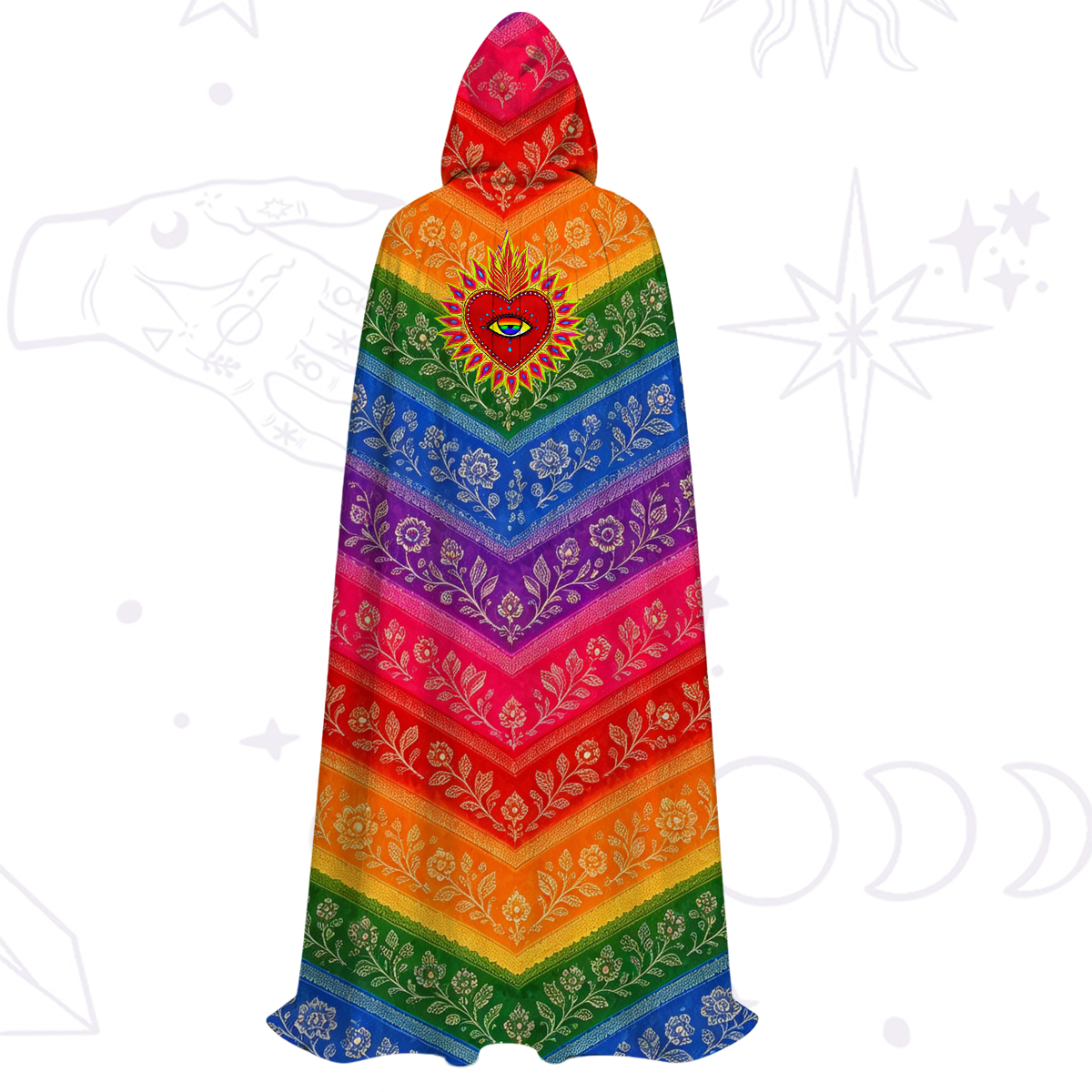 Purplehecate Rainbow Striped Sacred Heart Hooded Cloak