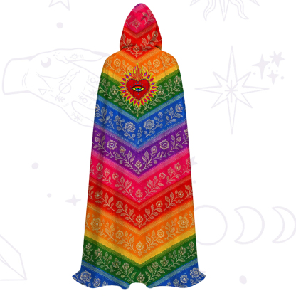 Purplehecate Rainbow Striped Sacred Heart Hooded Cloak