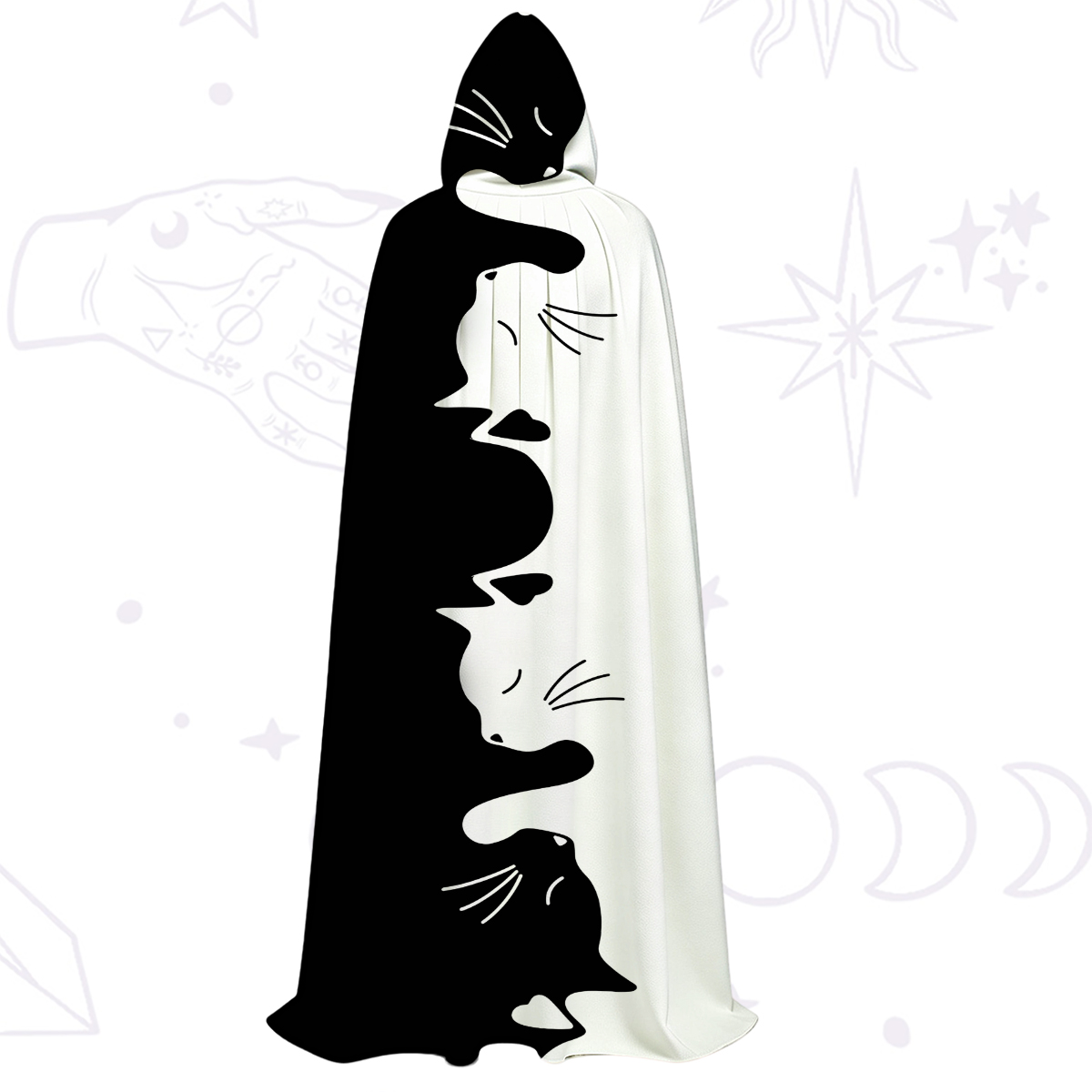 Purplehecate Yin Yang Cat Lover Hooded Cloak