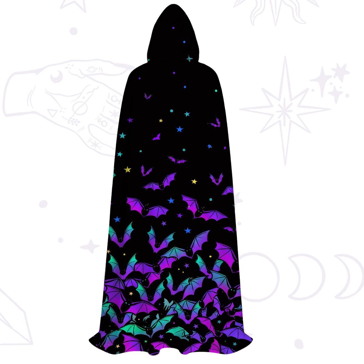 Purplehecate Rainbow Bat Hooded Cloak