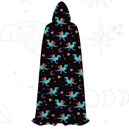 Purplehecate Witch Cat Rides the Dino Hooded Cloak