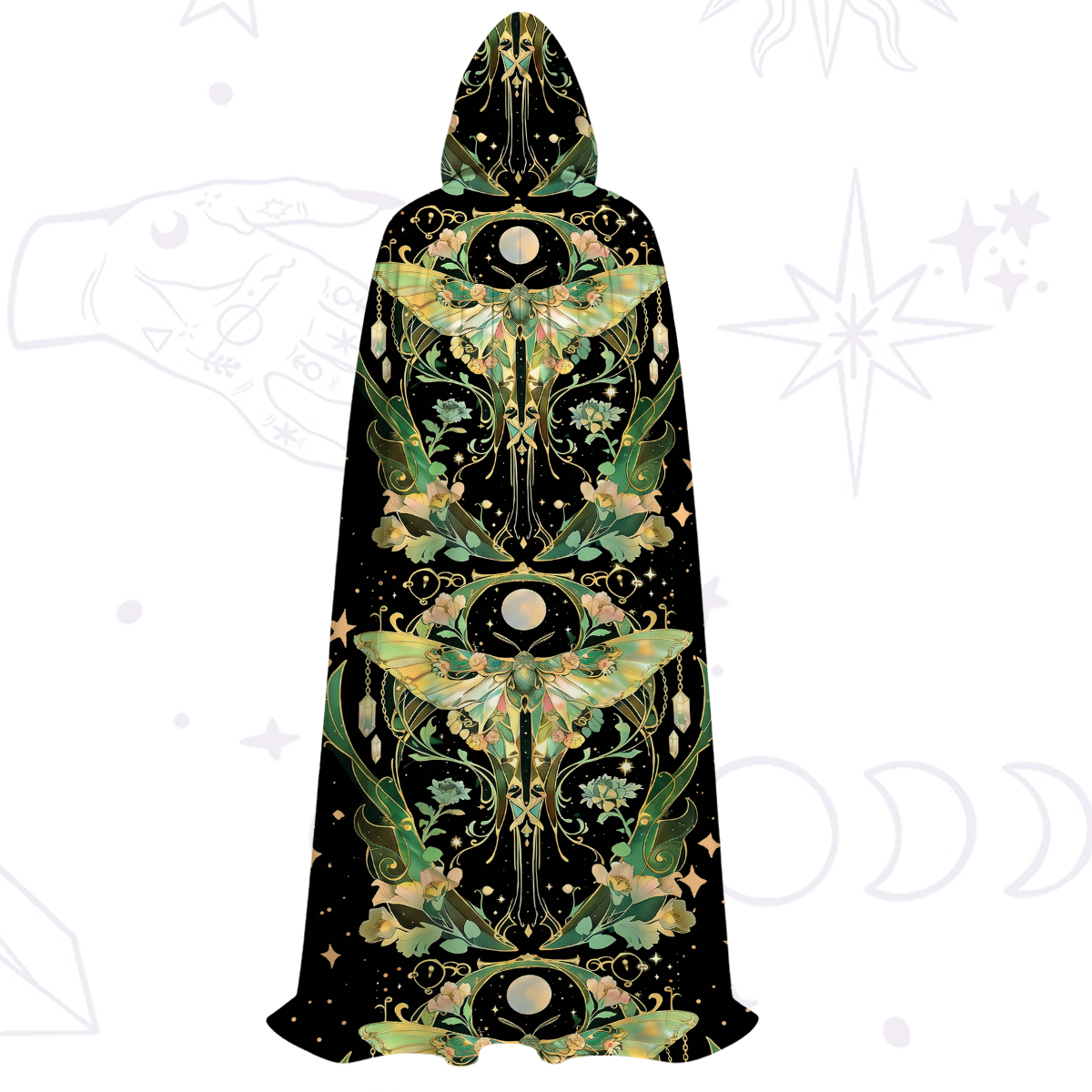 Purplehecate Moon Moth Rave Hooded Cloak