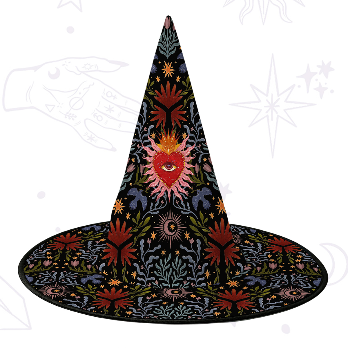 Purplehecate Sacred Flame Heart Witch Hat