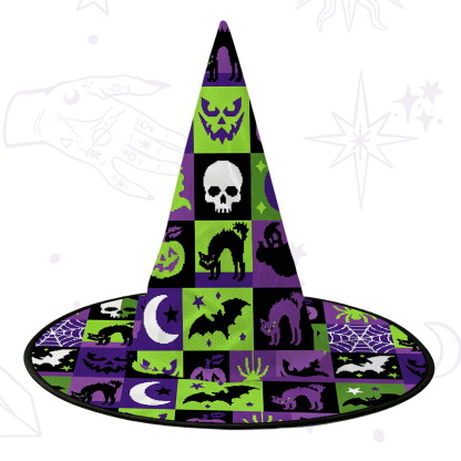 Purplehecate Spooky Patchwork Halloween Witch Hat