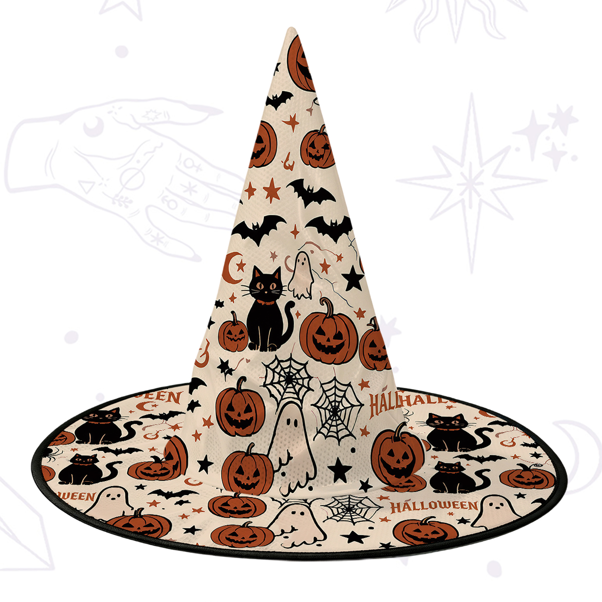 Purplehecate Halloween Ghost Black Cat Witch Hat