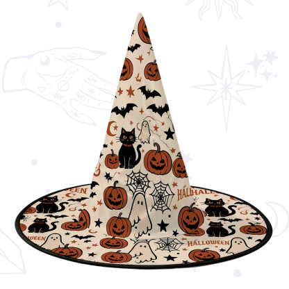 Purplehecate Halloween Ghost Black Cat Witch Hat