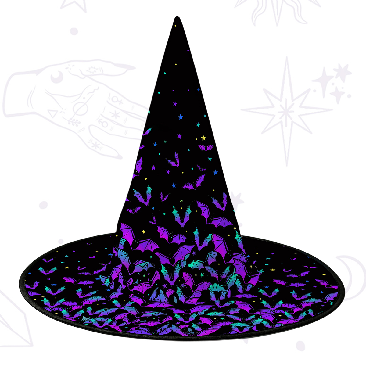 Purplehecate Rainbow Bat Witch Hat