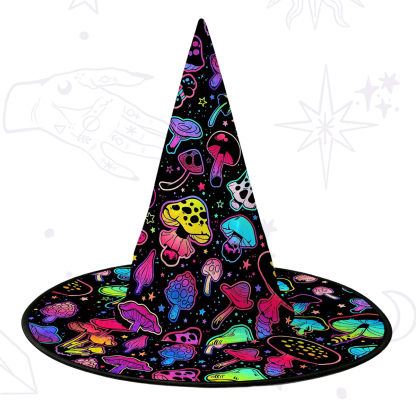 Purplehecate Psychedelic Mushroom Rave Witch Hat