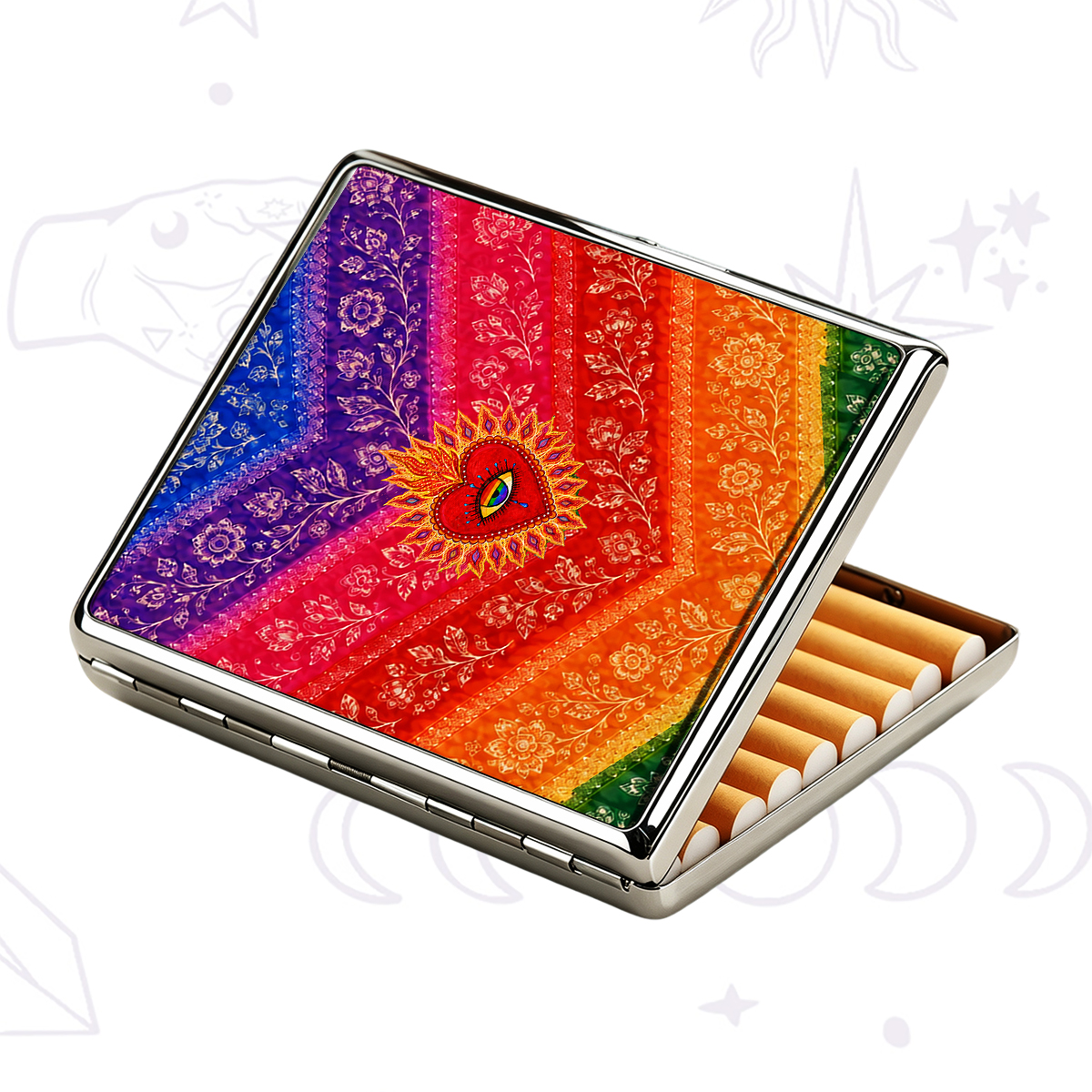 Purplehecate Rainbow Striped Sacred Heart Cigarette Case