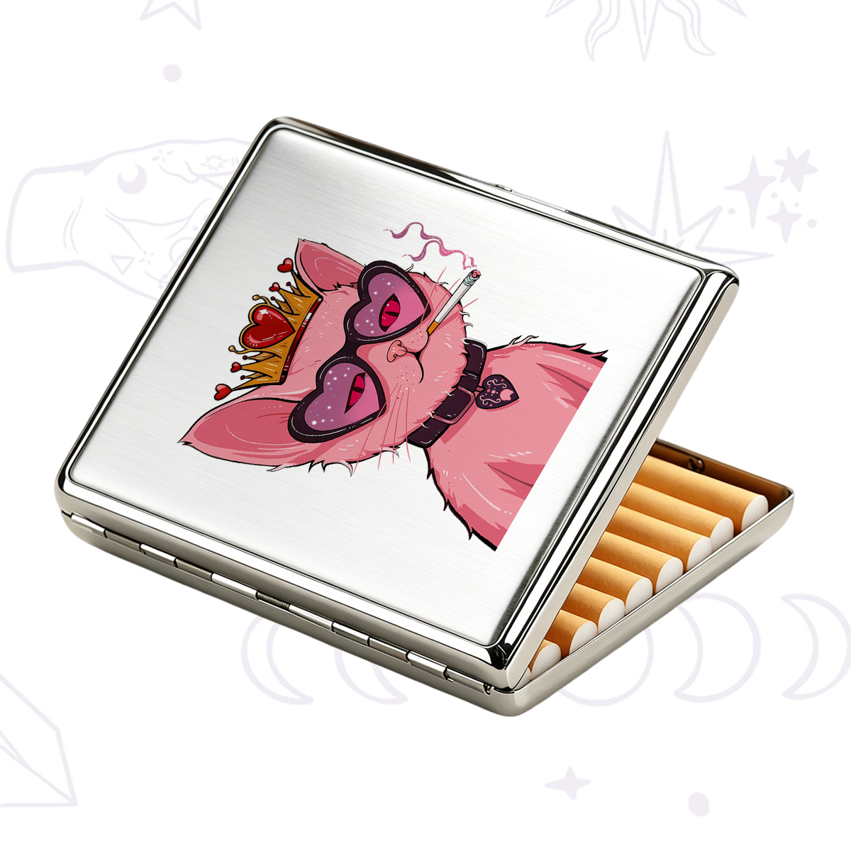 Purplehecate Bad Attitude Pink Cat Smoking Queen Cigarette Case