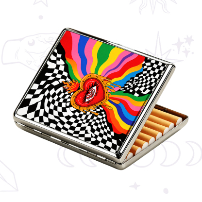 Purplehecate Trippy Rainbow Heart Eye Cigarette Case