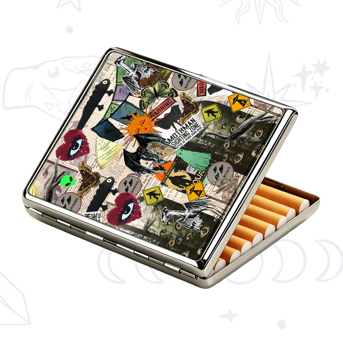 Purplehecate Cryptid Warning Collage Cigarette Case