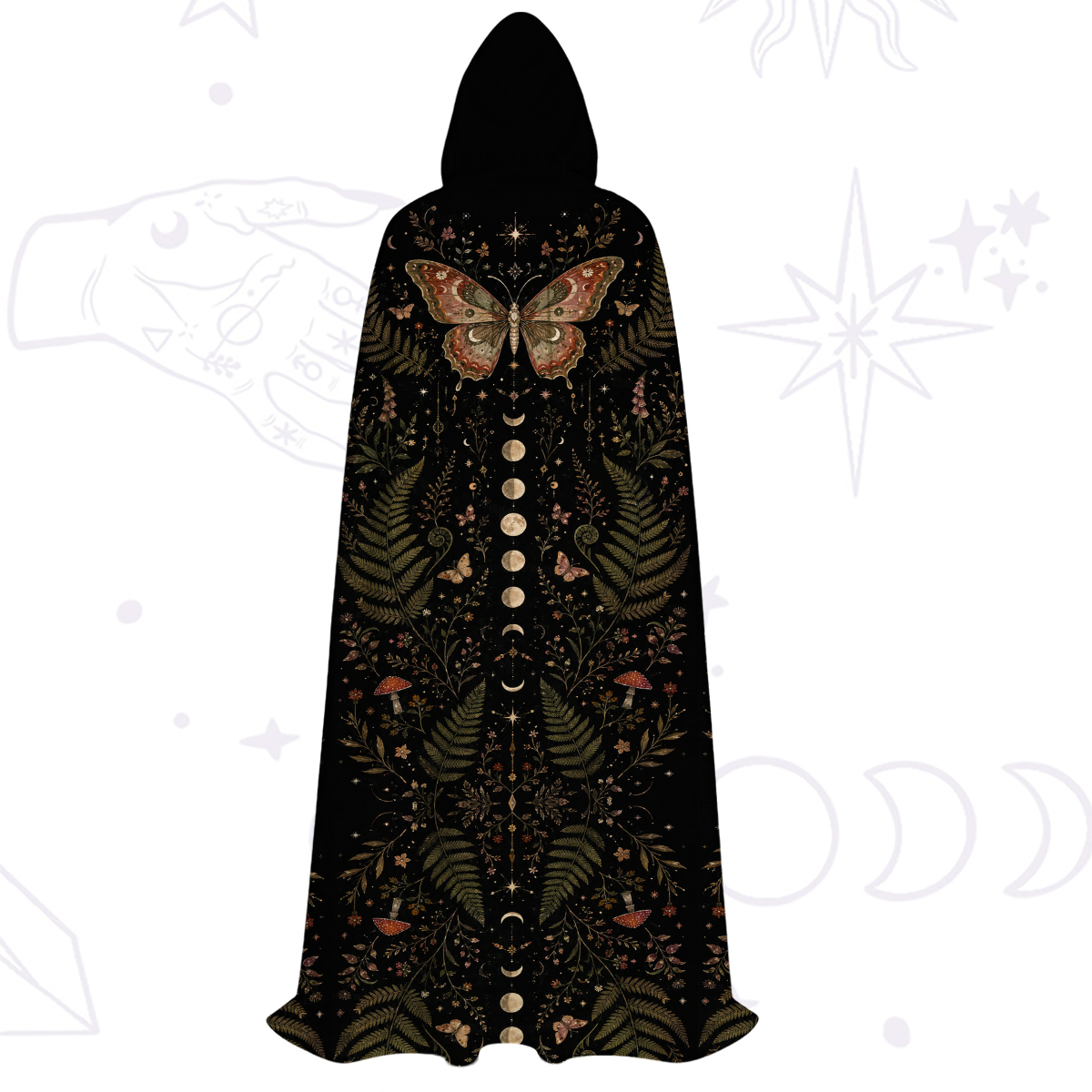 Purplehecate Moon Moth in the Enchanted Forest Hooded Cloak