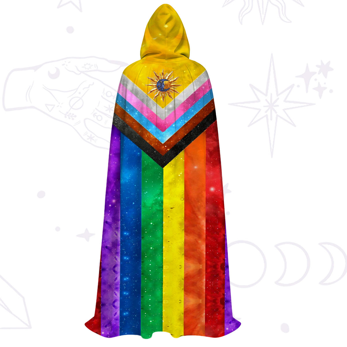 Purplehecate Progress Pride Sunburs Hooded Cloak