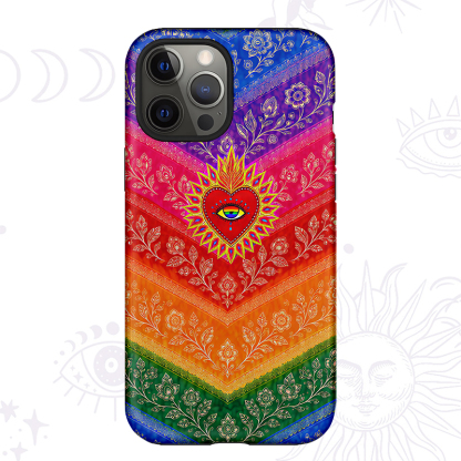 Purplehecate Rainbow Striped Sacred Heart Phone Case