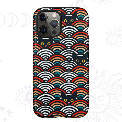 Purplehecate Rainbow Black Cat Waves Phone Case