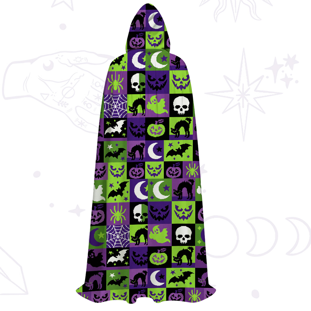 Purplehecate Spooky Patchwork Halloween Hooded Cloak