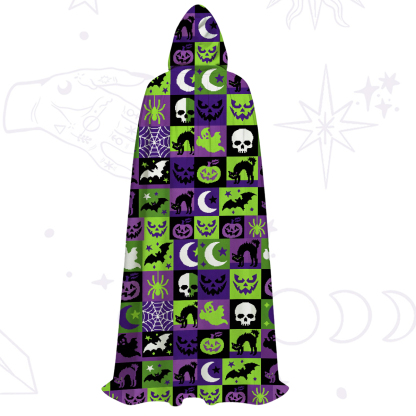 Purplehecate Spooky Patchwork Halloween Hooded Cloak