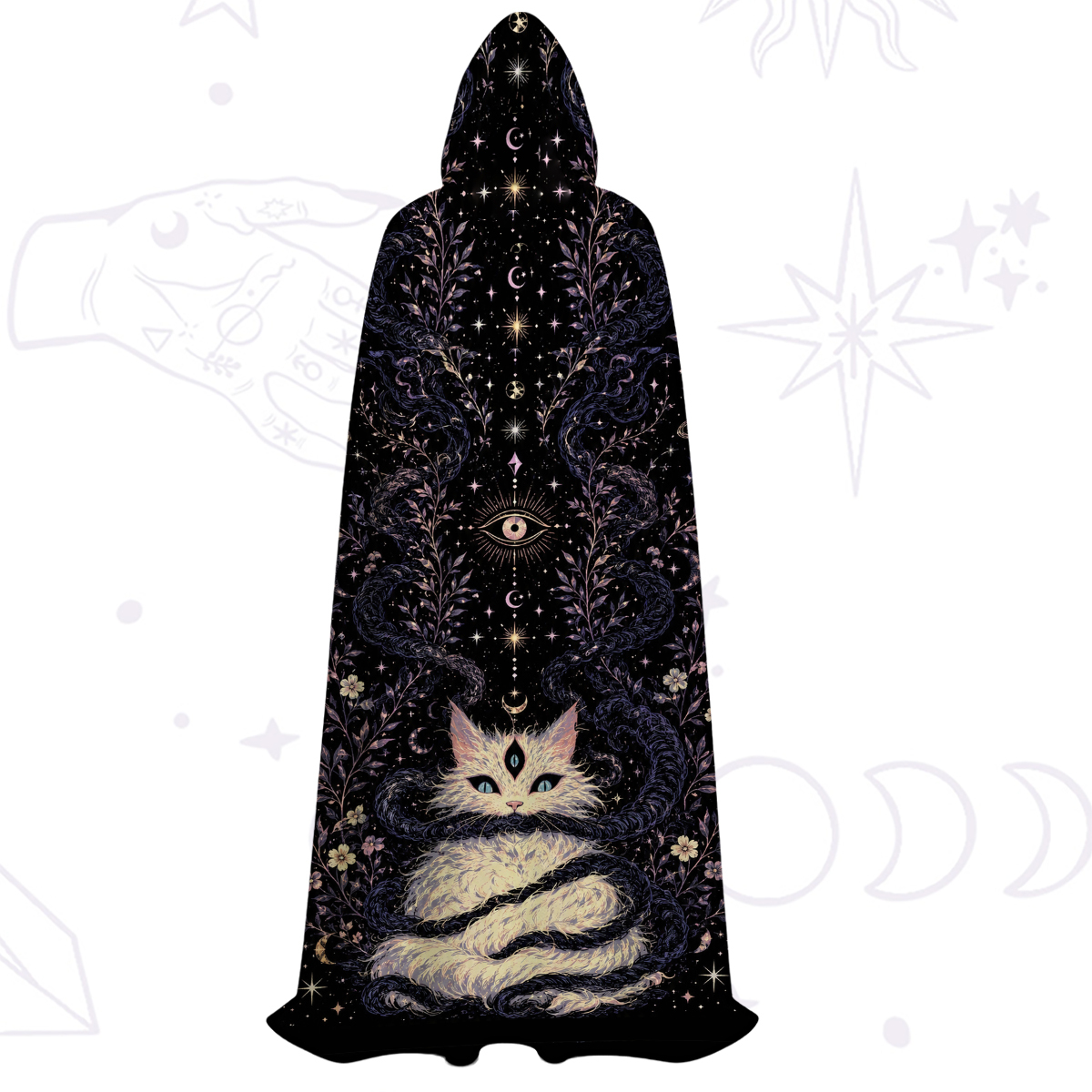 Purplehecate Moon Phase Oracle Cat Hooded Cloak