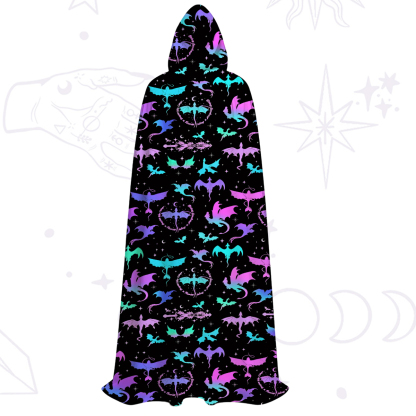Purplehecate Neon Fantasy Dragon Allover Hooded Cloak
