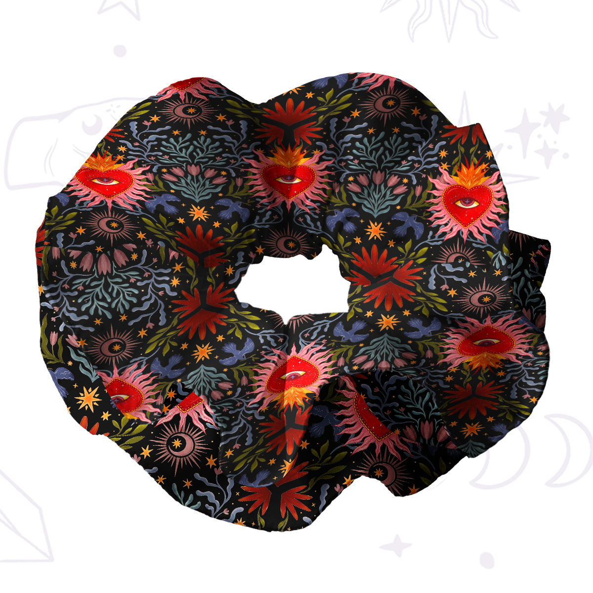 Purplehecate Sacred Flame Heart Double Layer Scrunchie