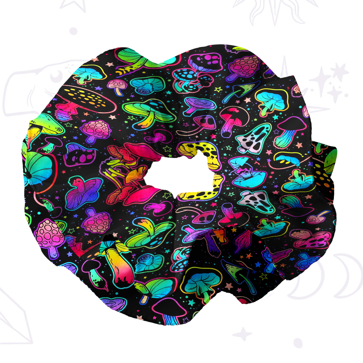 Purplehecate Psychedelic Mushroom Rave Double Layer Scrunchie