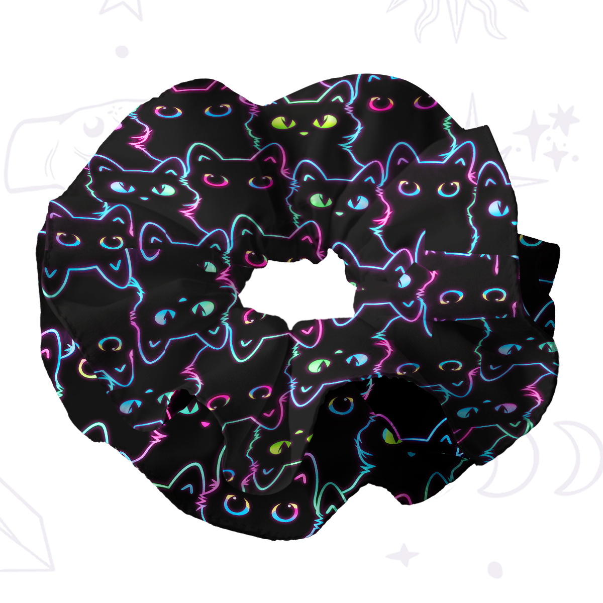 Purplehecate Neon Glow Stacked Cats Double Layer Scrunchie