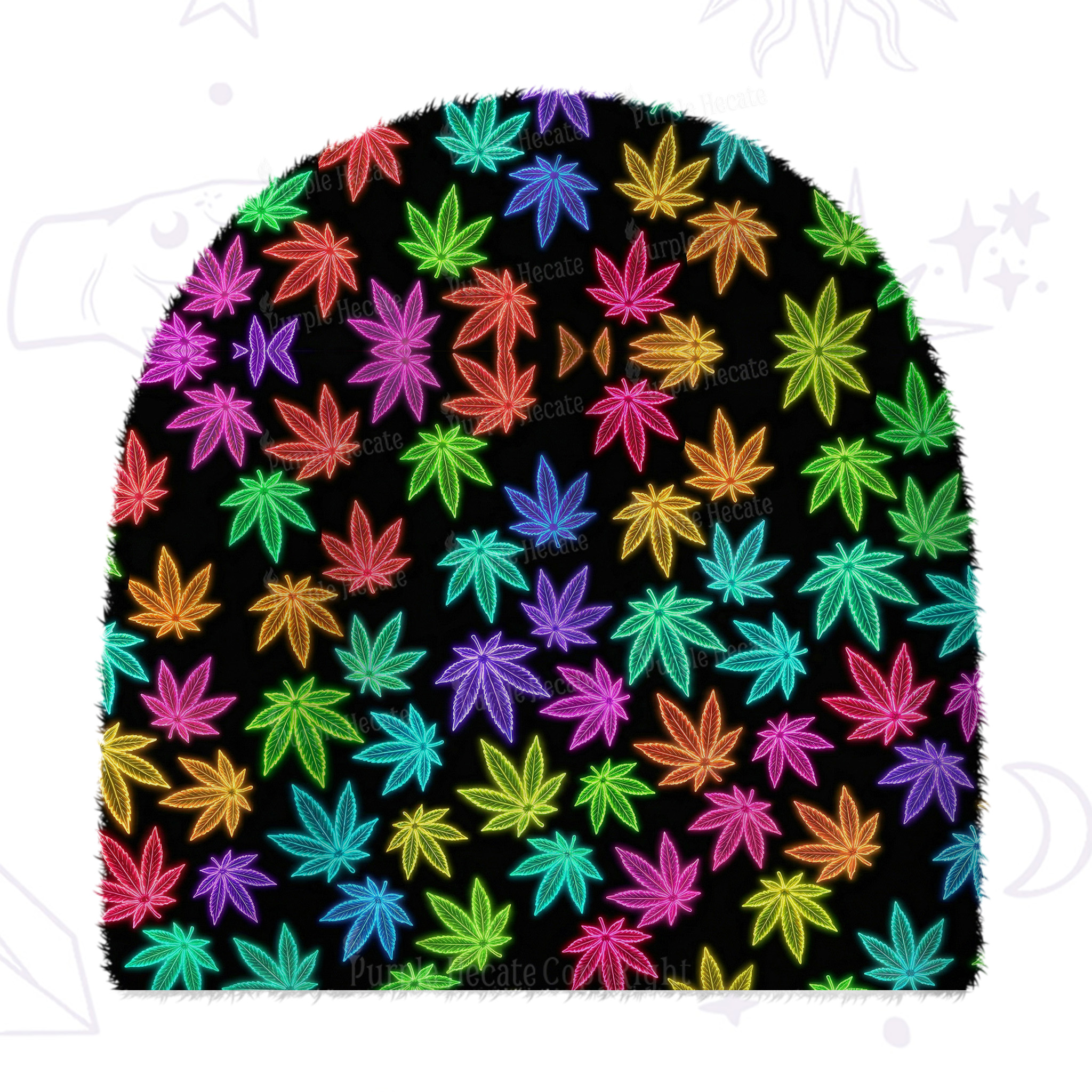 Purplehecate Trippy Weed Fuzzy Knit Beanie