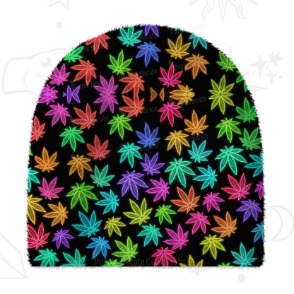 Purplehecate Trippy Weed Fuzzy Knit Beanie