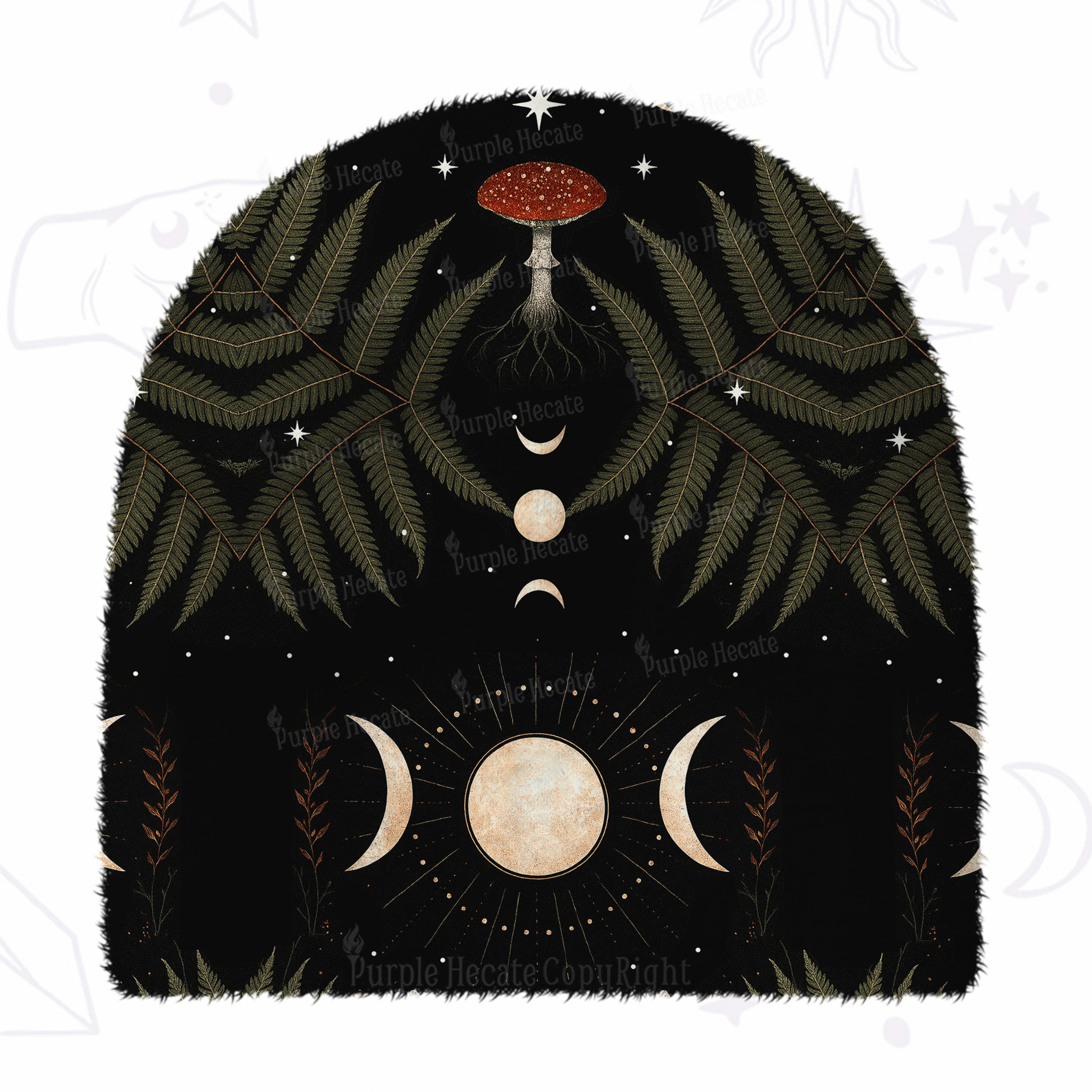 Purplehecate Moonlit Mushroom Gown Fuzzy Knit Beanie