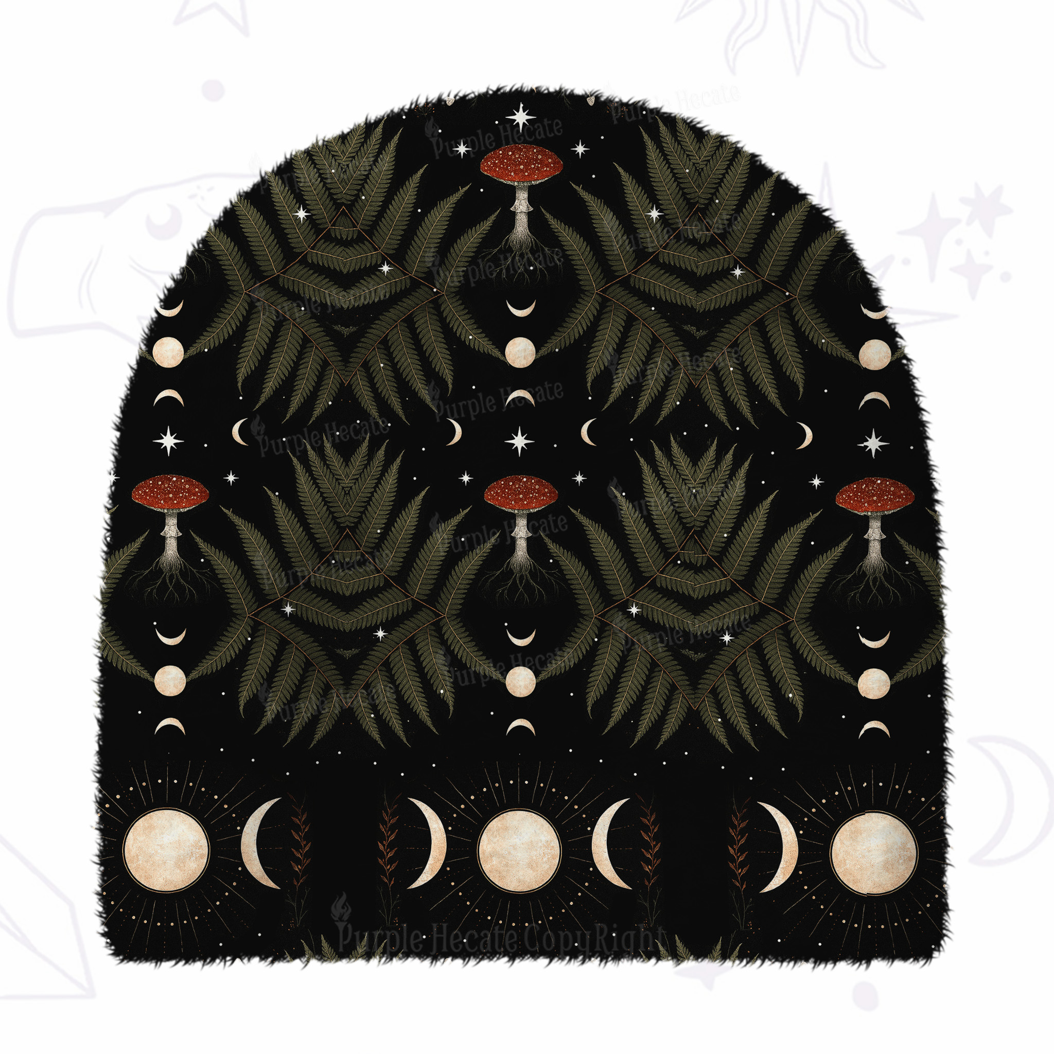 Purplehecate Moonlit Mushroom Gown Fuzzy Knit Beanie