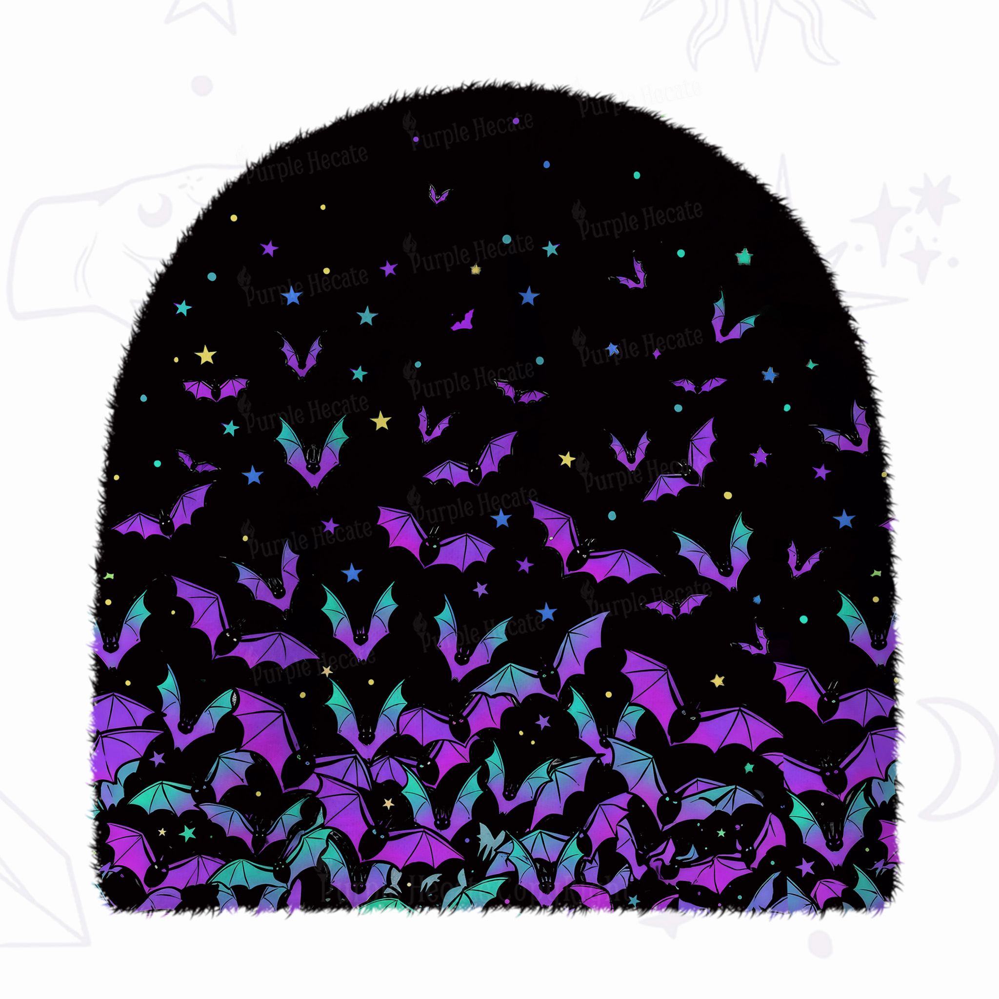 Purplehecate Rainbow Bat Fuzzy Knit Beanie
