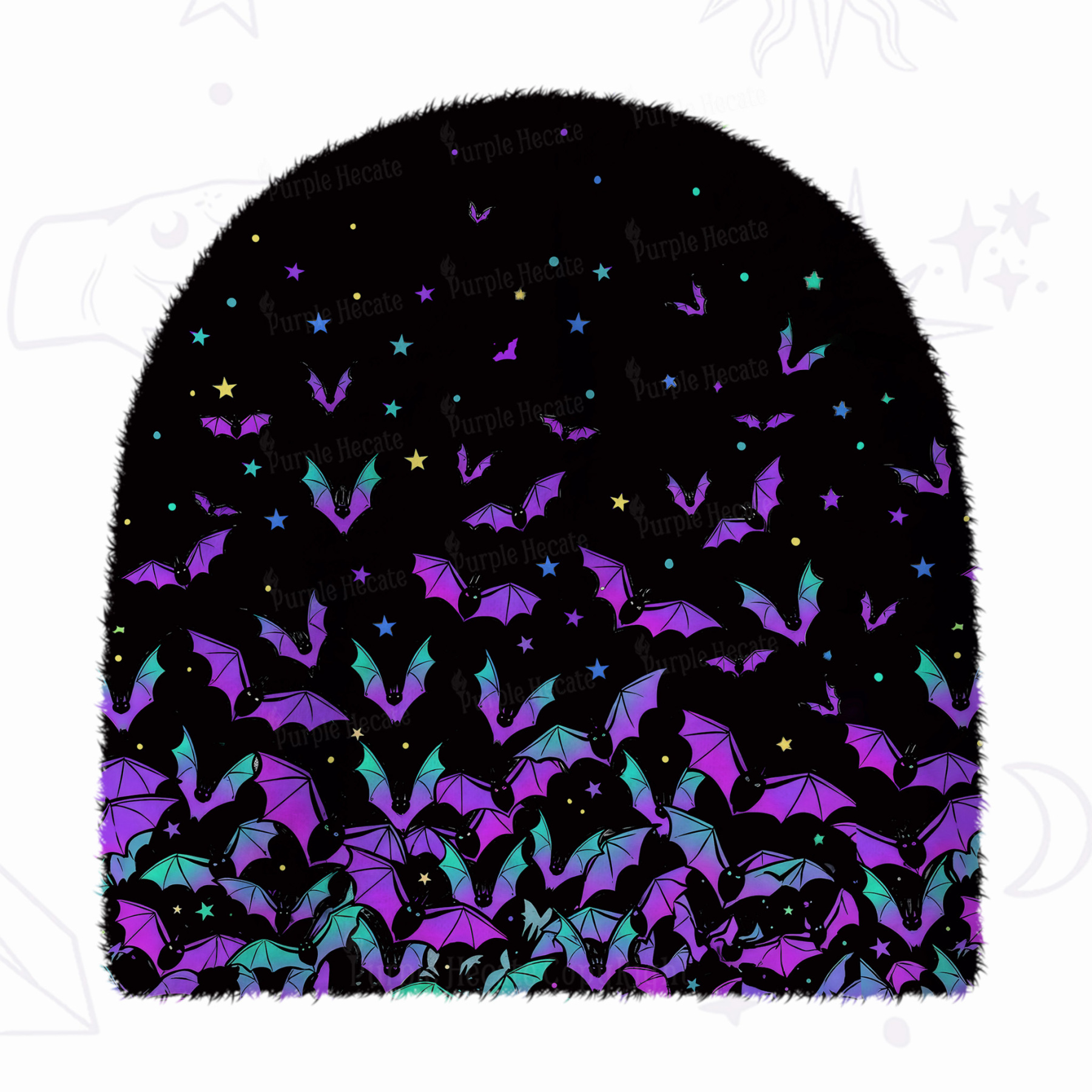 Purplehecate Rainbow Bat Fuzzy Knit Beanie