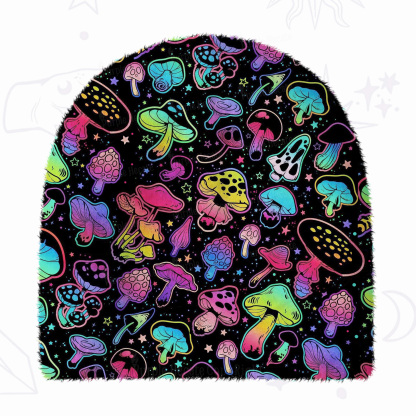 Purplehecate Psychedelic Mushroom Rave Fuzzy Knit Beanie
