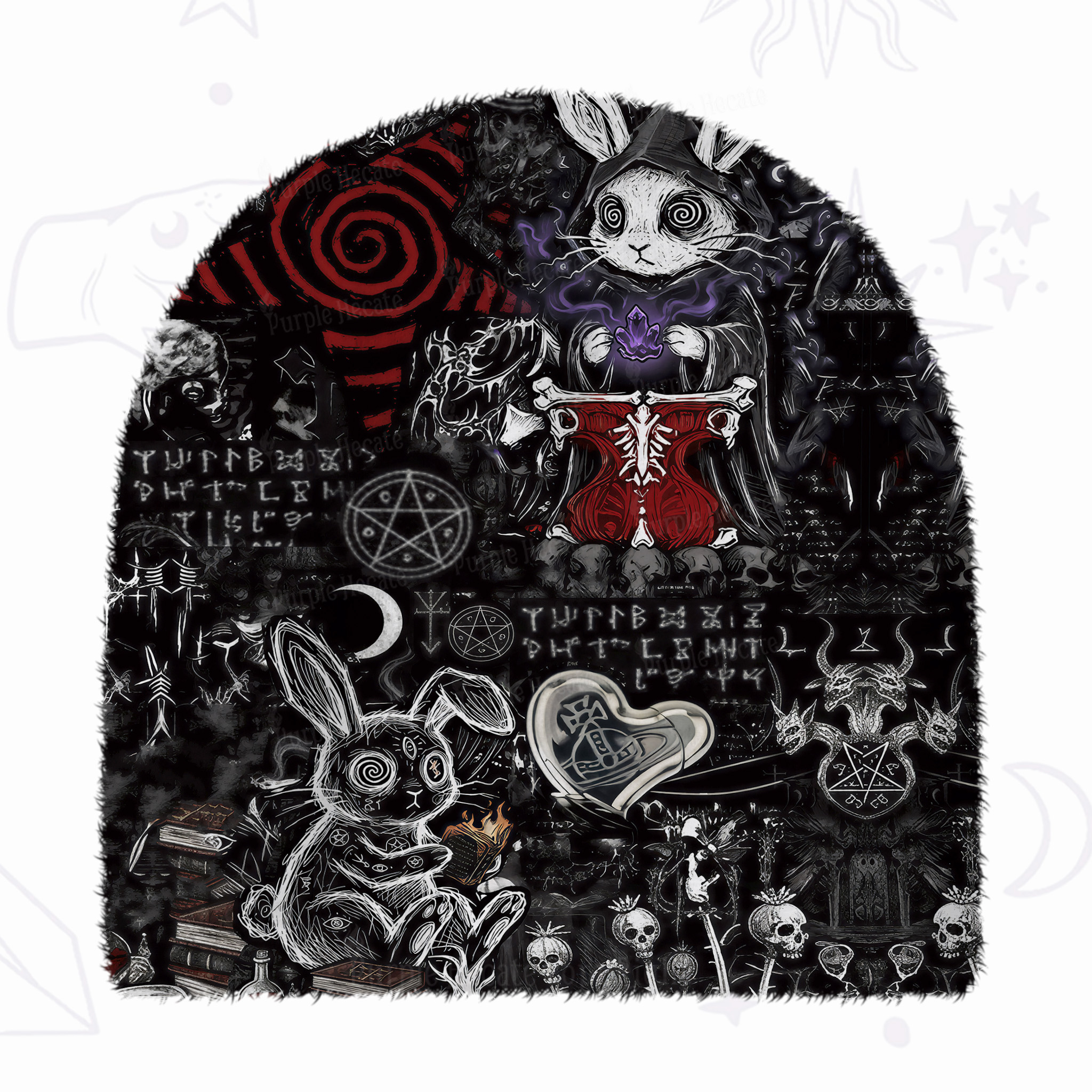 Purplehecate Gothic Cursed Bunny Ritual Fuzzy Knit Beanie