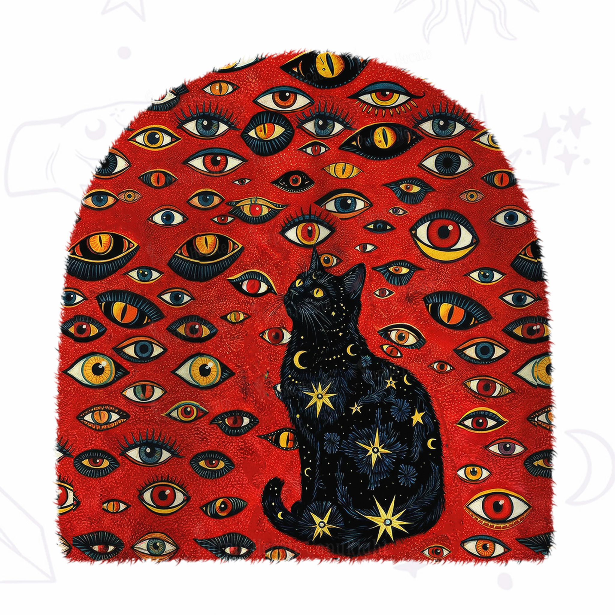 Purplehecate Cosmic Watcher Cat Fuzzy Knit Beanie